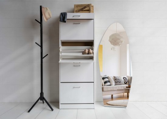 ארון נעליים 4 תאים ומגירה דגם שרית מבית TUDO DESIGN - צבע לבן