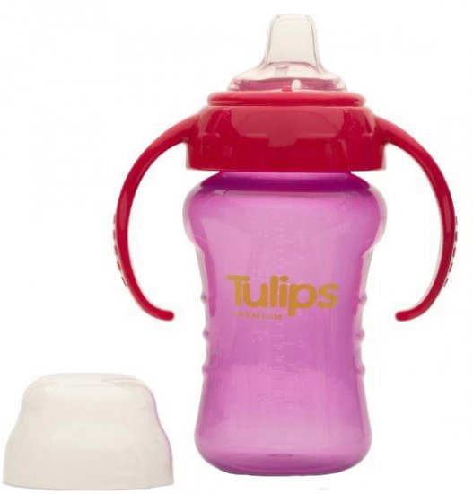 כוס אימון עם פיית סיליקון וידיות בנפח 270 מ''ל מבית Tulips - צבע ורוד