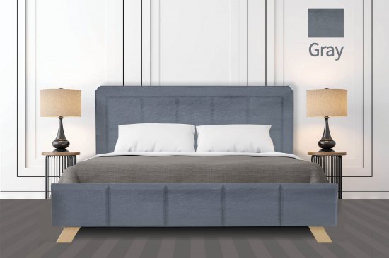 מיטה זוגית 160x190 דגם 6024 מעוצבת בריפוד דמוי עור + מזרן קפיצים מתנה מבית Olympia - צבע אפור