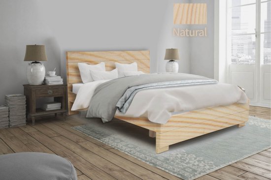 מיטה זוגית 160x200 דגם 5003 עץ אורן מלא + מזרן מתנה מבית Olympia - צבע טבעי