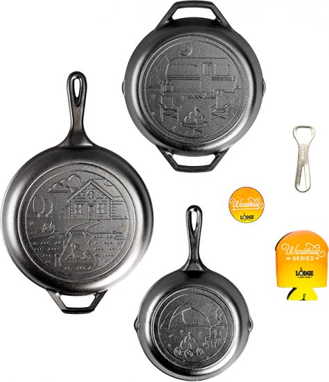 סט 4 חלקים מחבתות וסירים מברזל יצוק Lodge WonderLust
