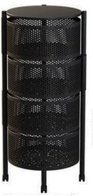 עגלת שירות 4 תאים נפתחת עגולה Playa Liat - צבע שחור