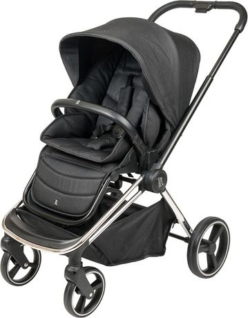 עגלת תינוק וטיולון דגם Renee מבית BibaBaby - צבע שחור עם שלד כרום שחור