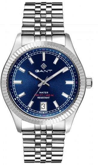 שעון יד אנלוגי לגברים עם רצועת Stainless Steel כסופה Gant Sussex G166003 - צבע כחול