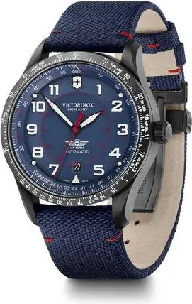 שעון יד אנלוגי לגברים עם רצועת בד כחולה Victorinox Swiss Army 241998 AirBoss - צבע כחול
