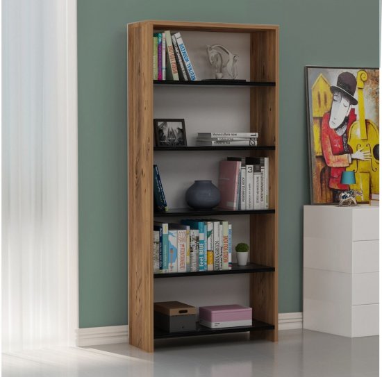 כוננית ספריה 167X56 ס''מ דגם מירית Tudo Design - צבעי חום שחור