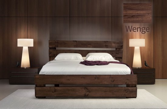 מיטה זוגית 140x190 דגם כפרית עץ מלא + מזרן מתנה מבית Olympia - צבע וונגה