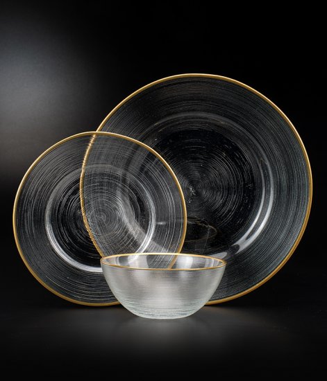 סט צלחות אוכל זכוכית 18 חלקים Food Appeal Calla - צבע שקוף