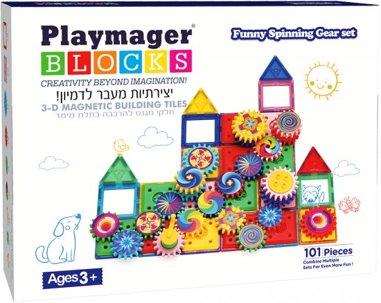 ערכת חלקי מגנט וגלגלי שיניים להרכבה 101 חלקים Playmager