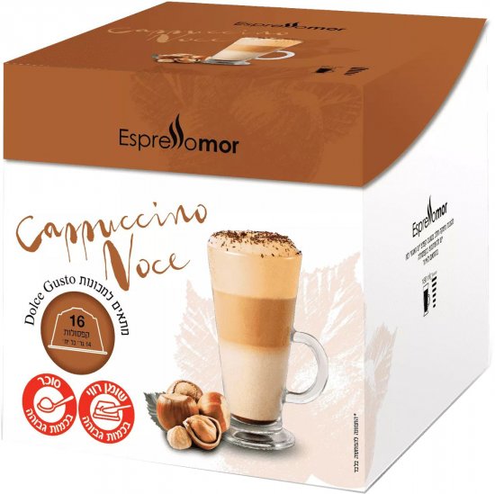16 קפסולות Nuts Cappuccino תואמות Dolce Gusto מבית Espresso Mor