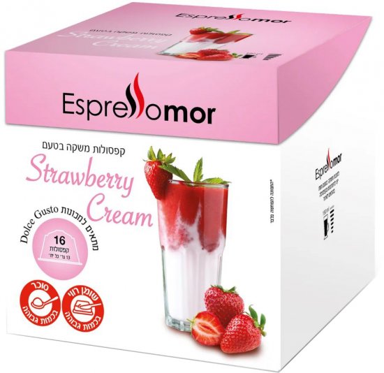 16 קפסולות Strawberry Cream תואמות Dolce Gusto מבית Espresso Mor