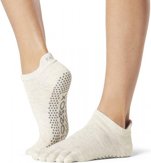 גרבי אחיזה 5 אצבעות Toesox Full Toe Low Rise מידה S צבע שמנת
