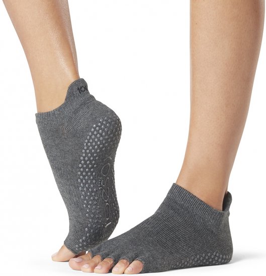 גרבי אחיזה 5 אצבעות חצויות Toesox Half Toe Low Rise מידה XL צבע אפור כהה