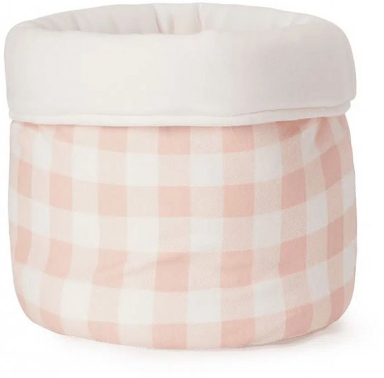 סל אחסון עגול 100% כותנה Nino - משבצות ורודות