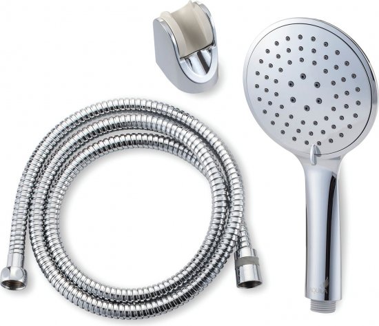 ערכת רחצה עם מזלף עגול 3 מצבי זרימה Aquila Kfir - צבע כסוף