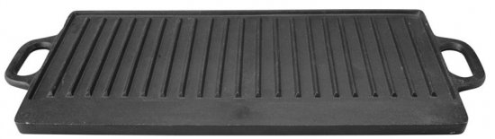 פלנצ'ת גריל דו צדדית מברזל יצוק בעלת משטח חלק/ פסים לצליית נתחים מבית Chunks - מידה 45x25 ס''מ