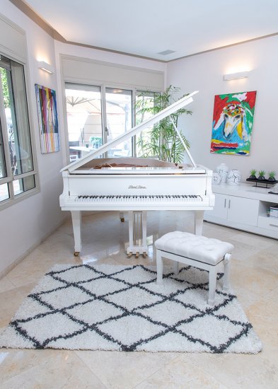 שטיח הרמוני שאגי - לבן מעוינים אפור כהה  (120/170 ס"מ - S)