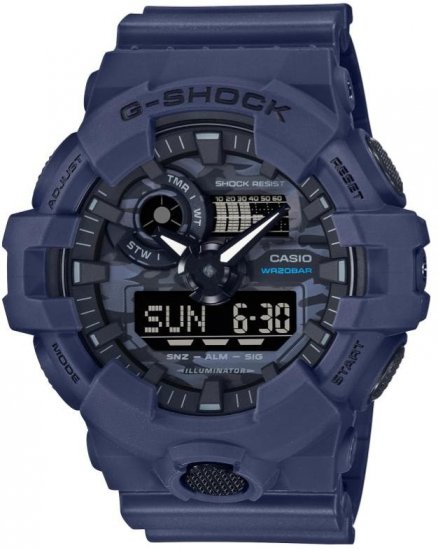 שעון יד אנלוגי-דיגיטלי משולב לגברים Casio G-Shock GA-700CA-2ADR - צבע כחול
