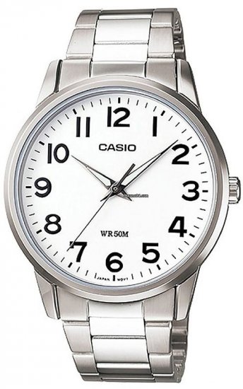 שעון יד אנלוגי לגברים עם רצועת Stainless Steel כסופה Casio MTP-1303D-7BVDF - צבע לבן