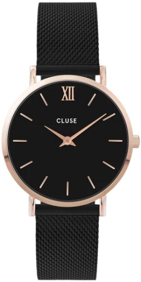 שעון יד לנשים עם רצועת רשת Stainless Steel שחורה Cluse CW0101203024 - צבע שחור
