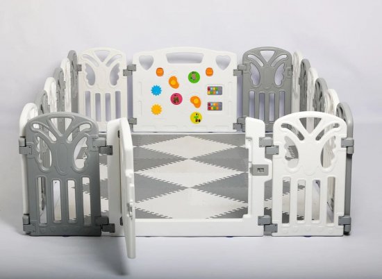 גדר פעילות לתינוקות גודל XL מבית Hilis - צבע אפור/לבן