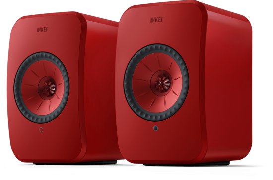 זוג רמקולים מדפיים אלחוטיים KEF LSX II HiFi - צבע אדום לבה