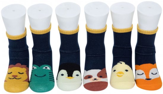 מארז 6 גרבי תינוקות מעוצבים נגד החלקה דגם חיות חמודות למידות 19-28