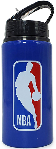 בקבוק שתיה אלומיניום עם קשית 500 מ''ל מבית NBA - כחול עם לוגו