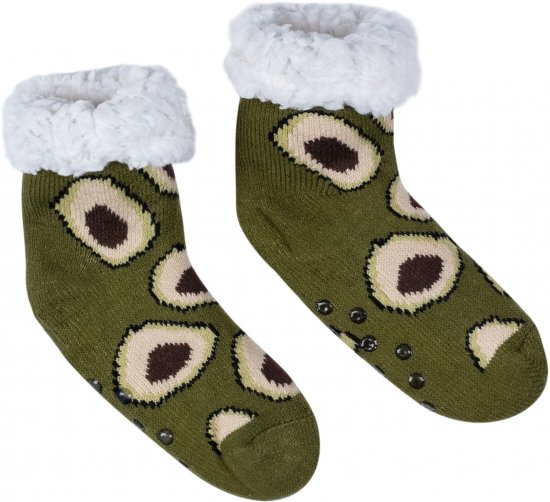 גרבי חורף פליז לילדים נגד החלקה עם פרווה דגם אבוקדו Pulliez מידת One Size שמתאימה למידות 24-34