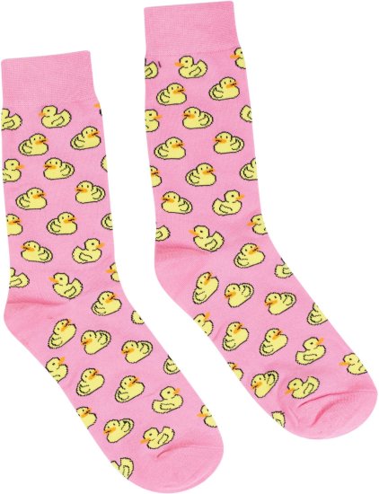 זוג גרביים מעוצבים Pulliez דגם ברווזים צבע ורוד - מידת One Size שמתאימה למידות 36-46