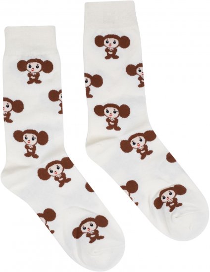 זוג גרביים מעוצבים Pulliez דגם צ'יבורשקה צבע בז' - מידת One Size שמתאימה למידות 36-46