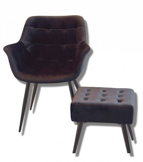 כורסאת ישיבה קטיפה כולל הדום דגם Liat מבית Tudo Design - צבע שחור