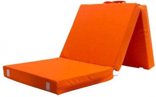 מזרון קמפינג מתקפל מבד דוחה מים עובי 10 ס''מ מידה 180x70 ס''מ מבית פסים - צבע כתום