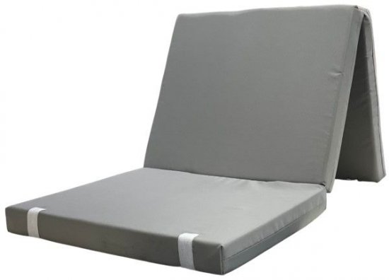 מזרון קמפינג מתקפל מבד דוחה מים עובי 8 ס''מ מידה 180x70 ס''מ מבית פסים - צבע אפור