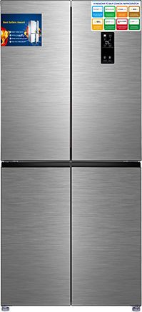 מקרר 4 דלתות עם צג לד 541 ליטר Normande ND-890inox - צבע נירוסטה