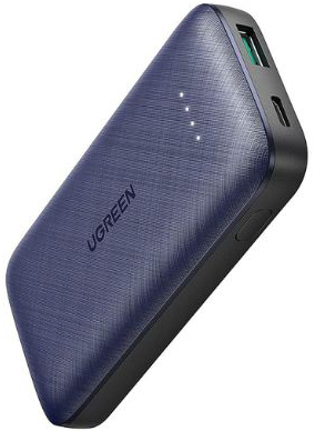 סוללת גיבוי בעלת טעינה מהירה עם יציאת USB-A ו USB-C בהספק 10K מבית UGREEN - צבע כחול