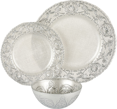 סט 18 חלקים ל6 סועדים Food Appeal Isabelle - גימור תחרה כסף