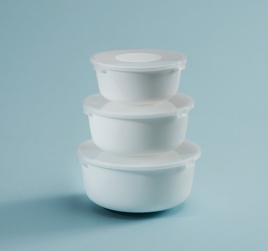 סט 3 קערות זכוכית עם מכסה (14+16.5+19ס''מ) דגם אופל Arcosteel צבע לבן