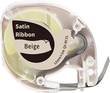 סרט בד סאטן תרמי שחור על רקע בז' 12x2 מ''מ למדפסת Aimo P12