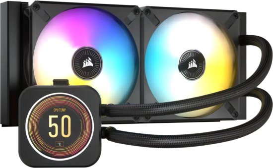 קירור נוזלי למעבד Corsair iCUE H100i ELITE LCD Display 240mm - שחור