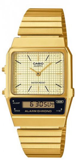 שעון יד אנלוגי-דיגיטלי יוניסקס רצועת Stainless Steel זהובה Casio AQ-800EG-9ADF - צבע זהב