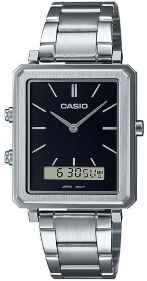 שעון יד אנלוגי-דיגיטלי לגברים רצועת Stainless Steel כסופה Casio MTP-B205D-1EDF - צבע שחור