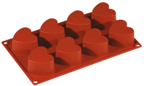 תבנית סיליקון לבבות 8 שקעים 6 ס''מ מבית Pavoni Italia