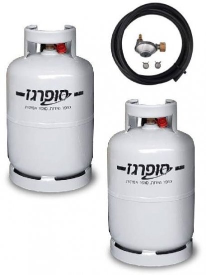 זוג מיכלי גז 5 ק''ג וערכת חיבור מבית סופרגז