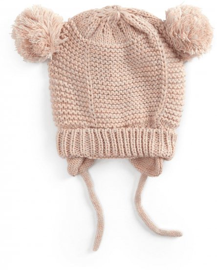 כובע פונפונים לתינוקות בגילאי 0-6 חודשים מבית Nino - צבע ורוד