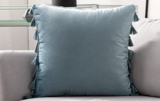 כרית נוי דגם קטיפה פרנזים 45x45 ס''מ מבית פסים - צבע ירוק