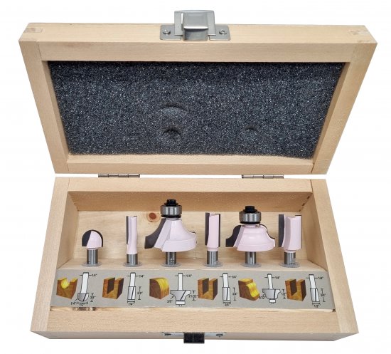 סט 6 כרסמים לרוטר ''1/4 בקופסת עץ Makita D-53578