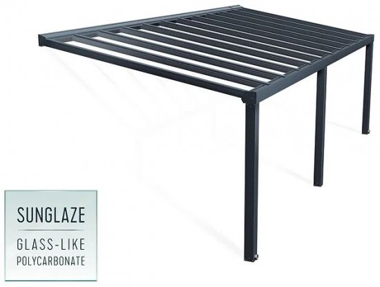 פרגולה אלומיניום עם קירוי שקוף דגם Stockholm בגודל 805X341.5 ס''מ מבית Palram - צבע אפור