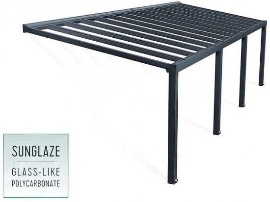 פרגולה אלומיניום עם קירוי שקוף דגם Stockholm בגודל 950X341.5 ס''מ מבית Palram - צבע אפור