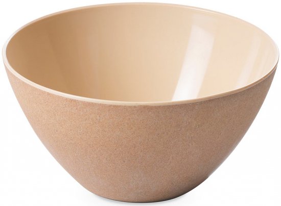 קערת סלט מפלסטיק אקרילי בשילוב טקסטורת דמוי עץ בטכנולוגיית דו צבע 24.5 ס''מ Omada Ecoliving - צבע בז'